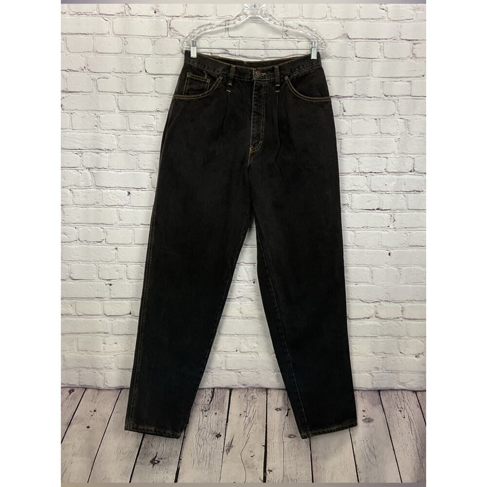Vintage Rare American Edition Jeans Men 32x34 Black Denim Pleat Straight Leg USA